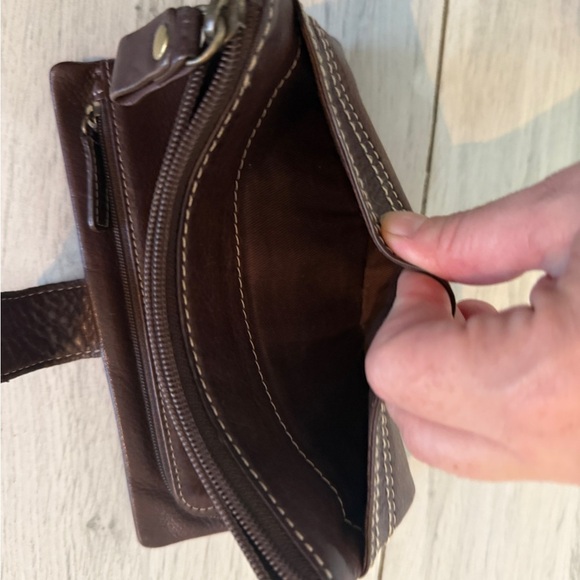 VTG FOSSIL Genuine Leather Wallet Brown BiFold w/ Snap & Zip - Picture 9 of 11